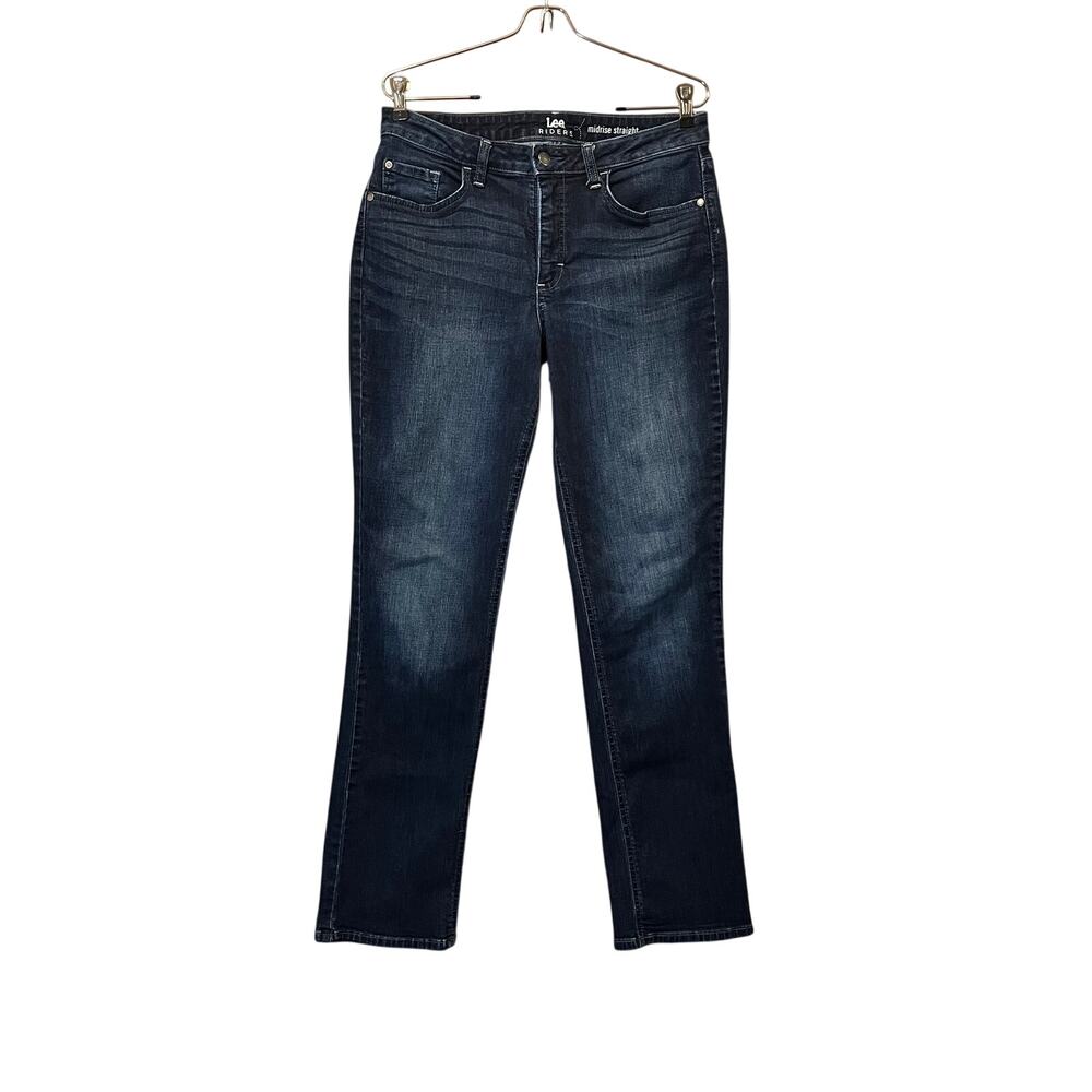 Lee Riders Mid Rise Straight Leg Jeans Women's 10M Dark Wash Stretch 30x31